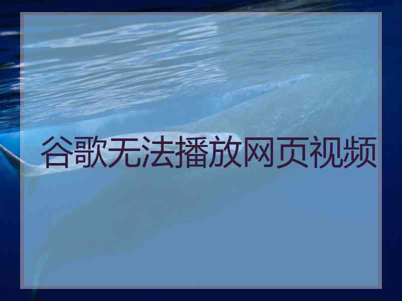 谷歌无法播放网页视频