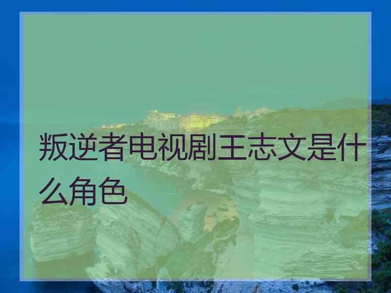 叛逆者电视剧王志文是什么角色