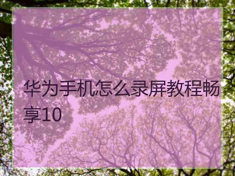 华为手机怎么录屏教程畅享10