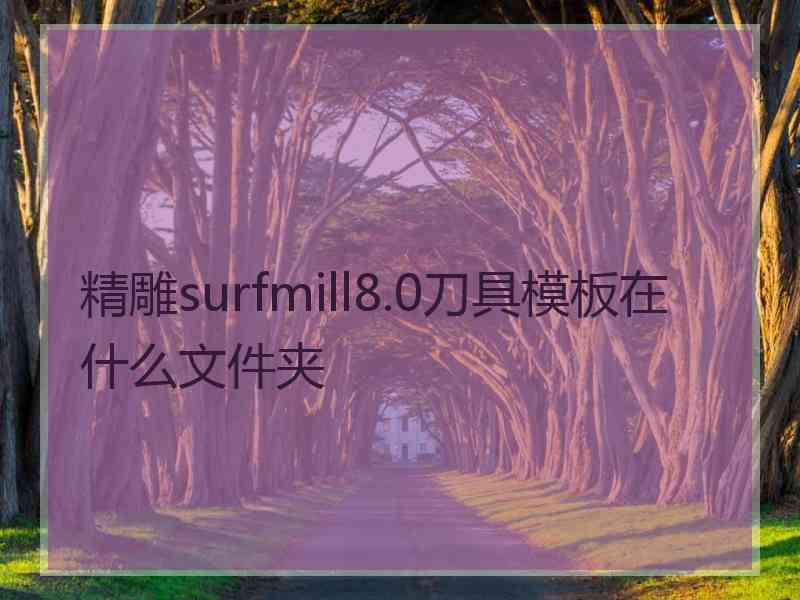 精雕surfmill8.0刀具模板在什么文件夹