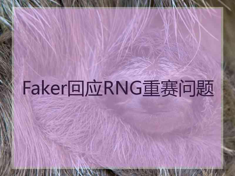 Faker回应RNG重赛问题