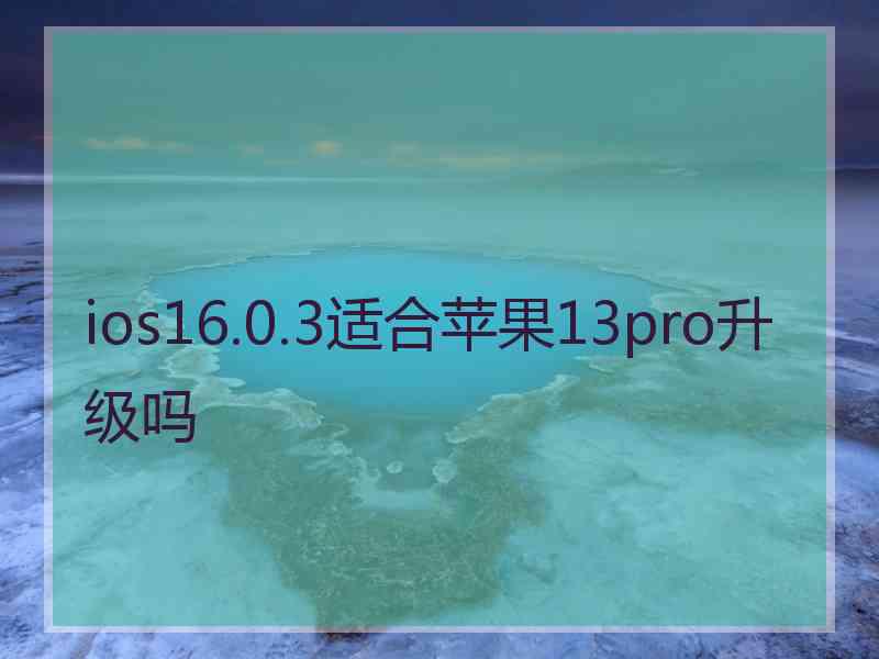 ios16.0.3适合苹果13pro升级吗