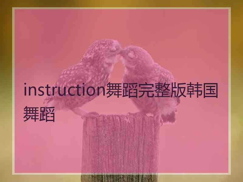 instruction舞蹈完整版韩国舞蹈