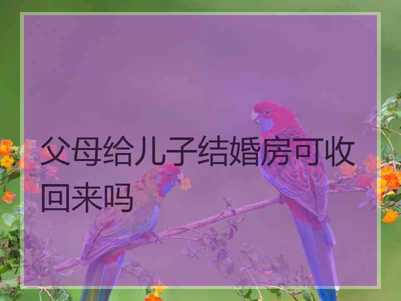 父母给儿子结婚房可收回来吗