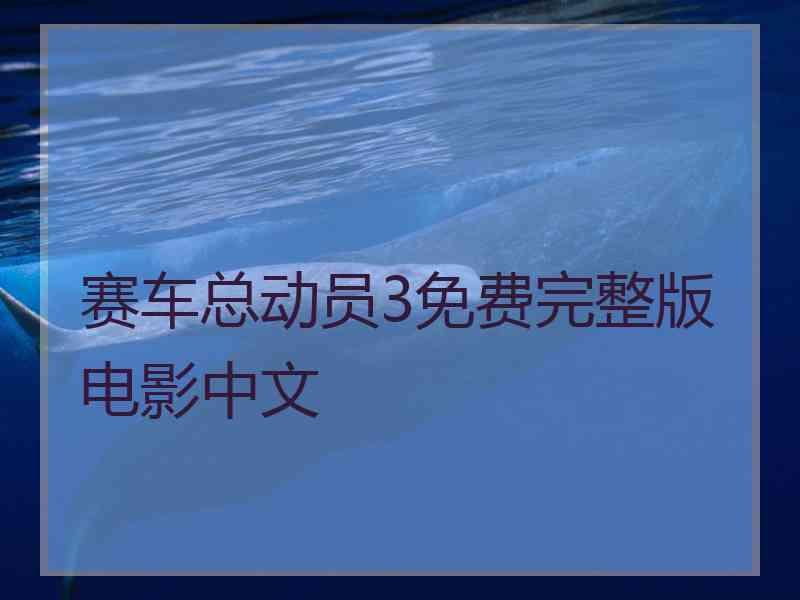 赛车总动员3免费完整版电影中文