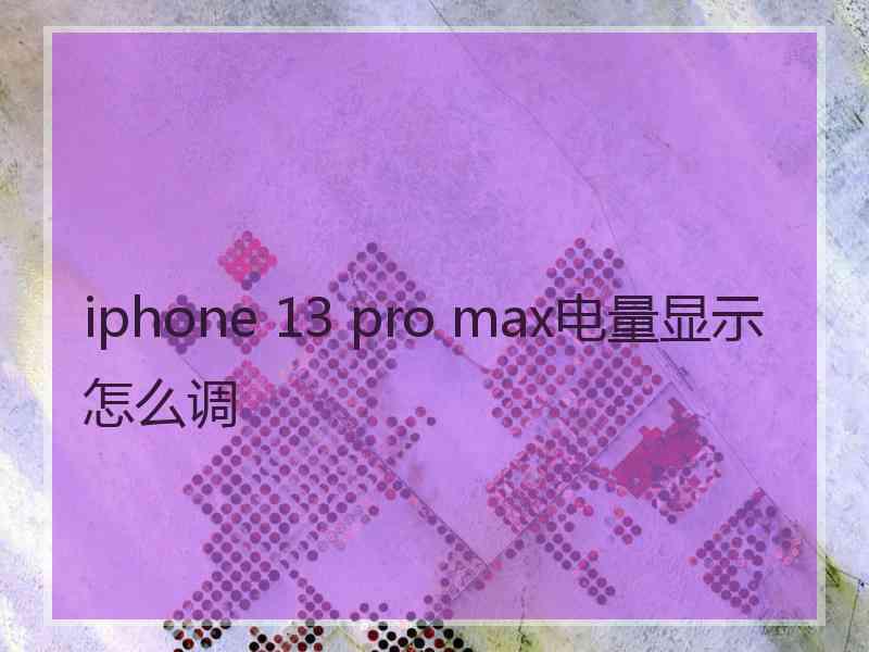 iphone 13 pro max电量显示怎么调