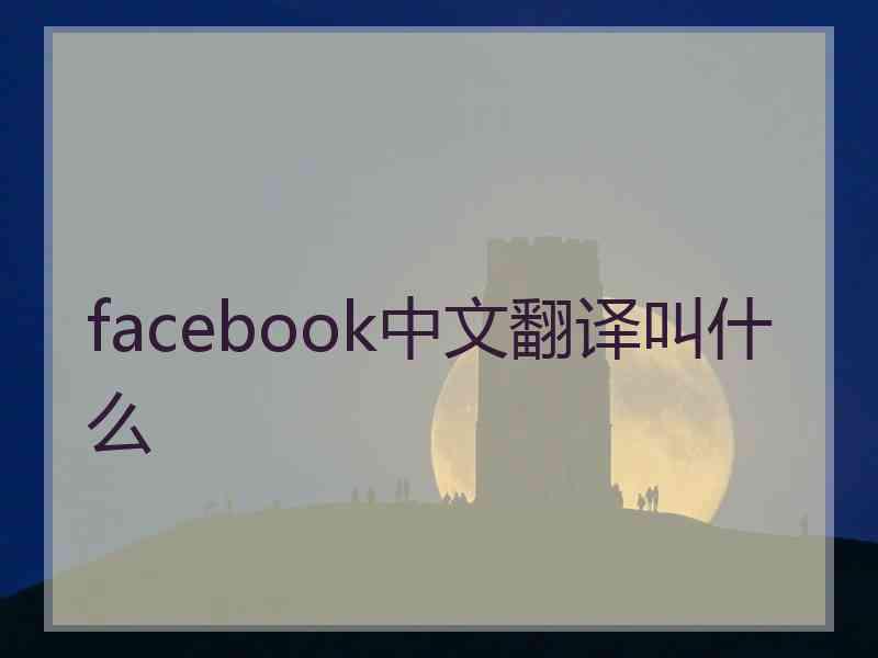 facebook中文翻译叫什么