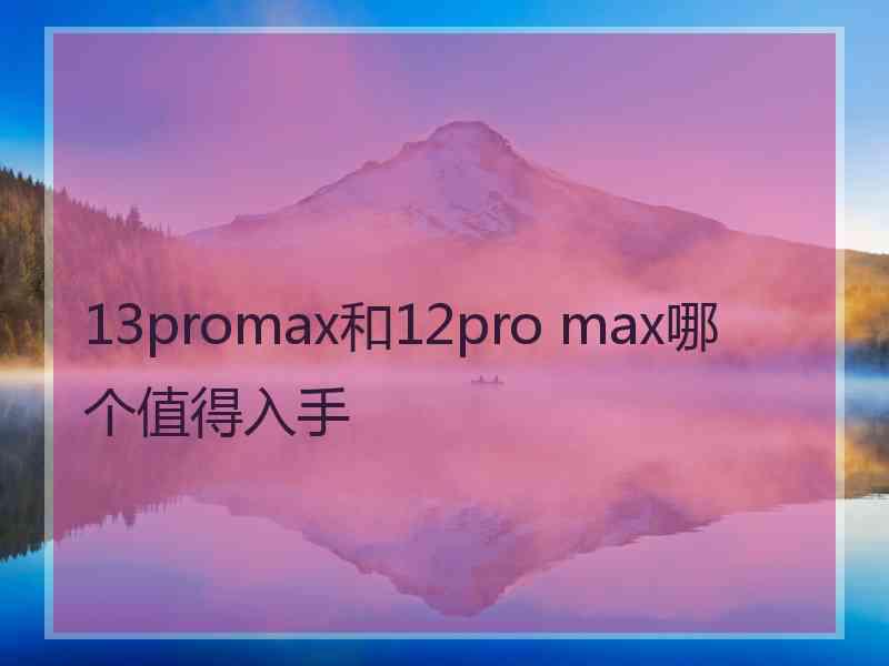 13promax和12pro max哪个值得入手