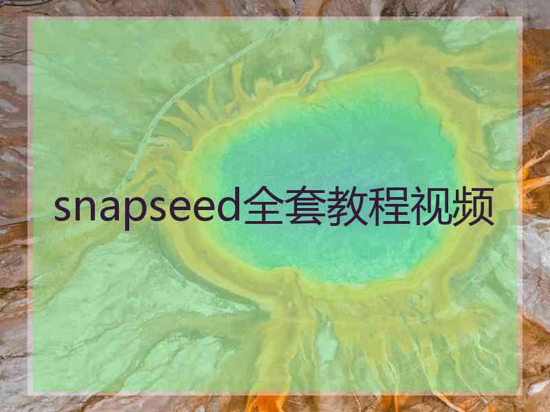 snapseed全套教程视频