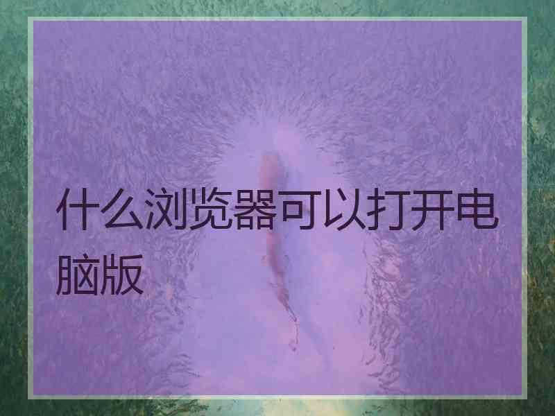 什么浏览器可以打开电脑版