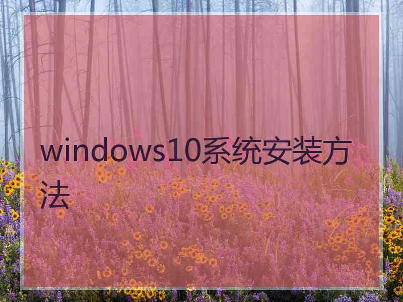 windows10系统安装方法