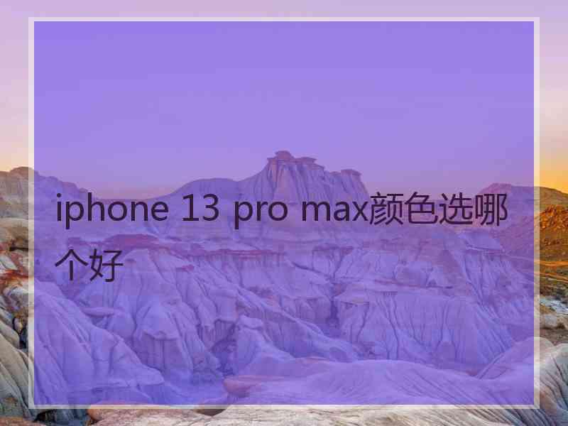 iphone 13 pro max颜色选哪个好