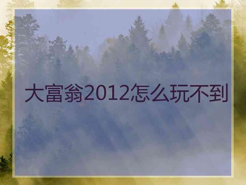 大富翁2012怎么玩不到