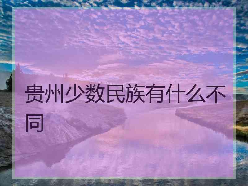 贵州少数民族有什么不同