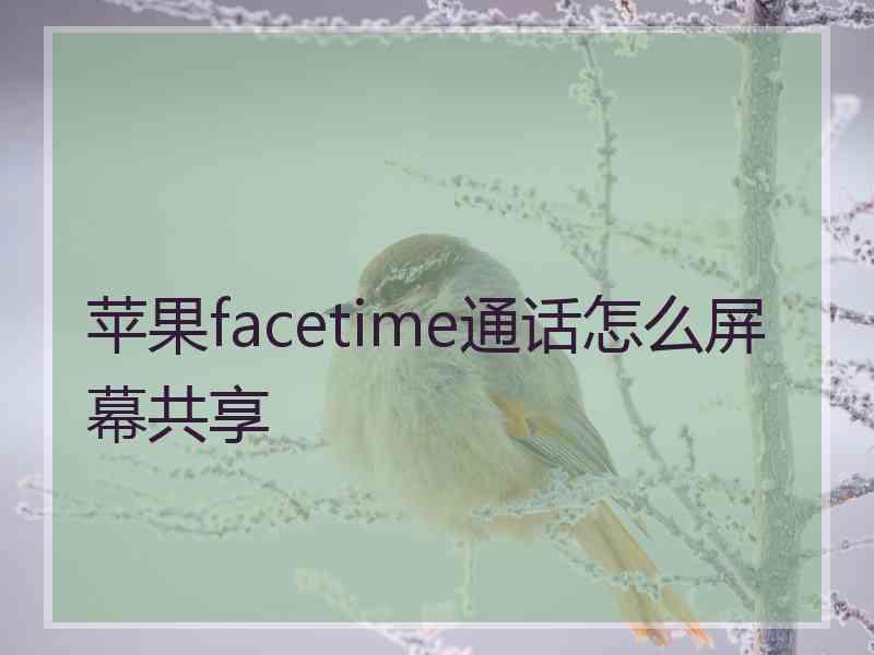 苹果facetime通话怎么屏幕共享