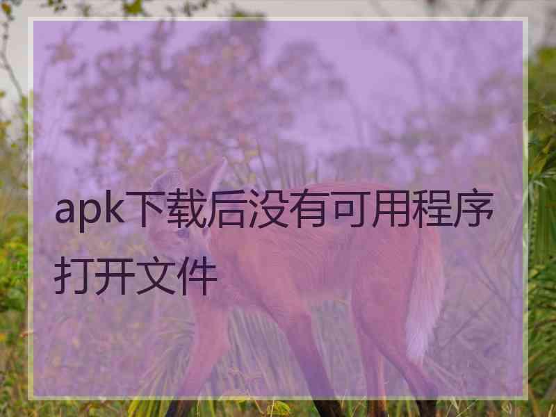 apk下载后没有可用程序打开文件