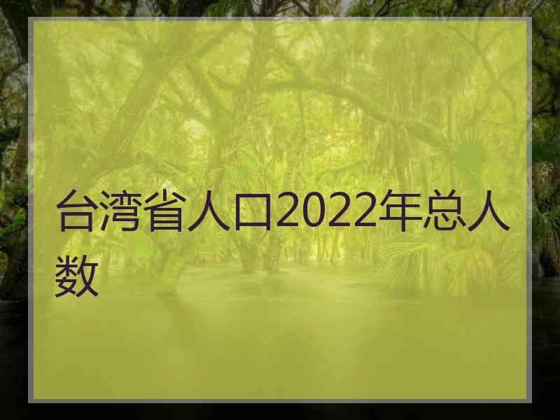 台湾省人口2022年总人数