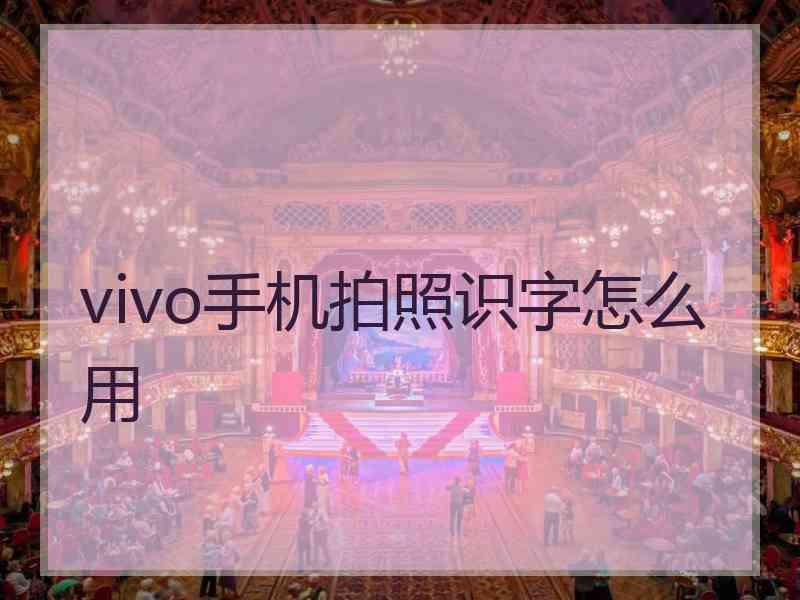 vivo手机拍照识字怎么用