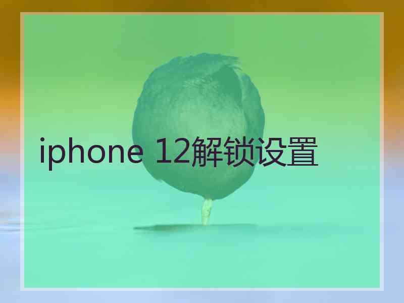 iphone 12解锁设置