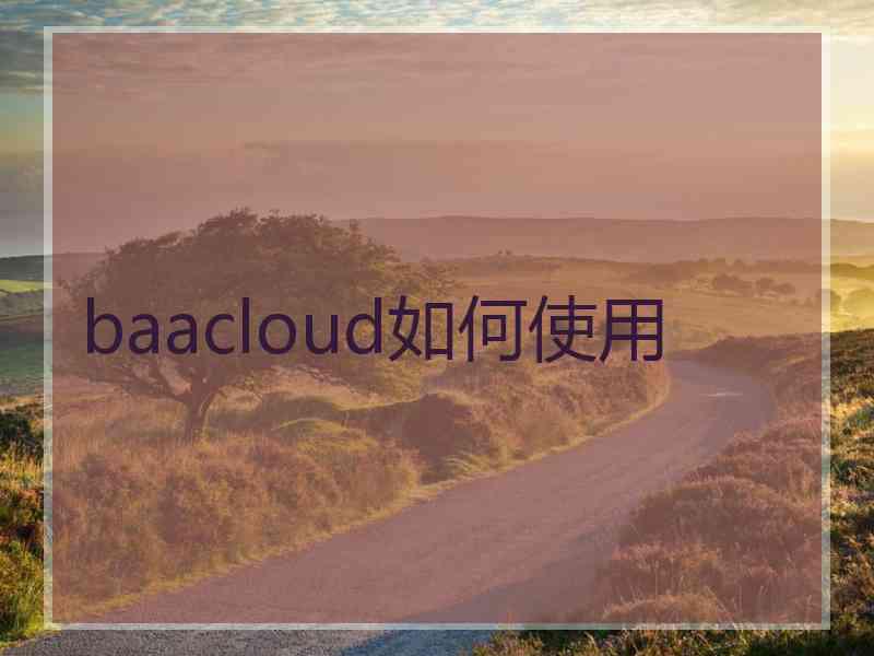 baacloud如何使用