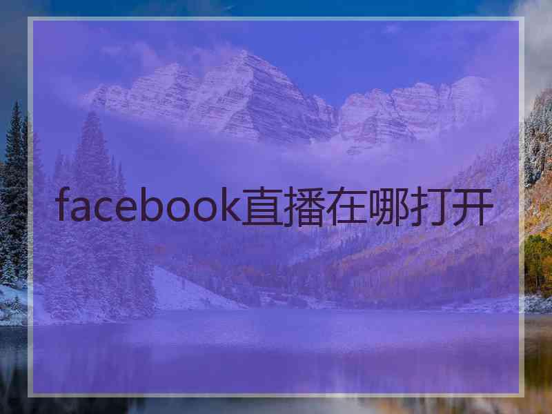 facebook直播在哪打开