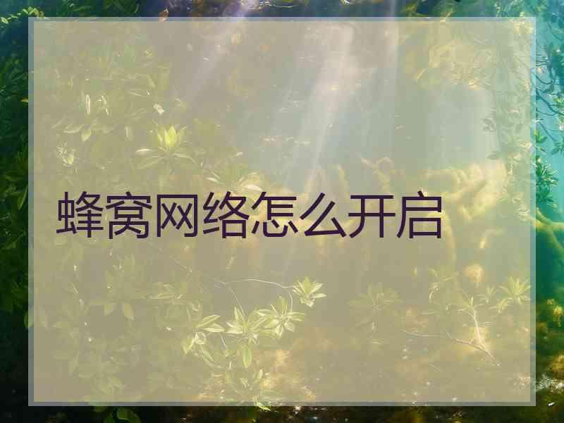 蜂窝网络怎么开启