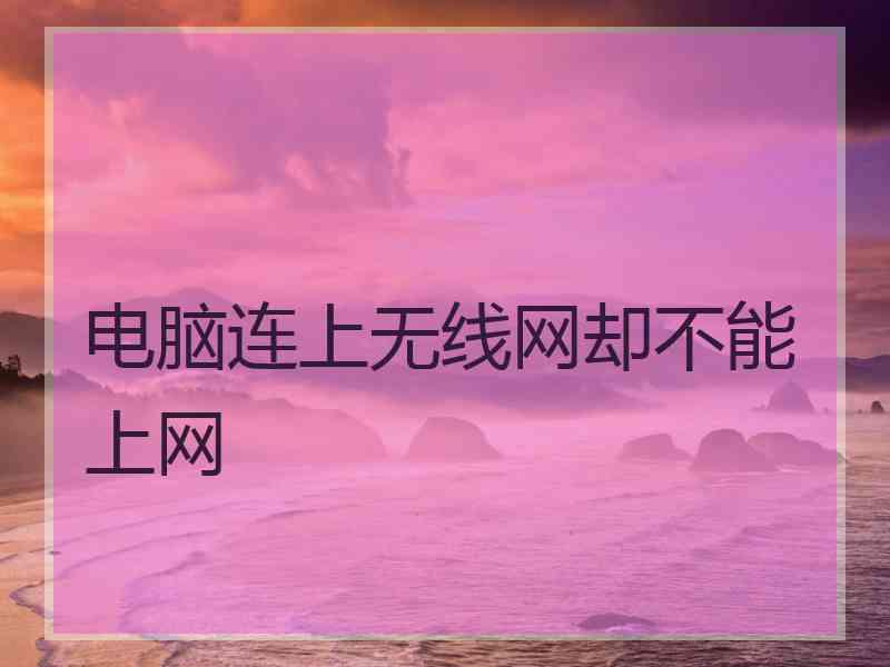 电脑连上无线网却不能上网