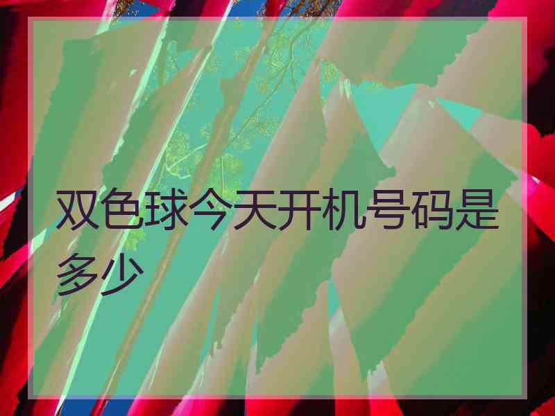 双色球今天开机号码是多少