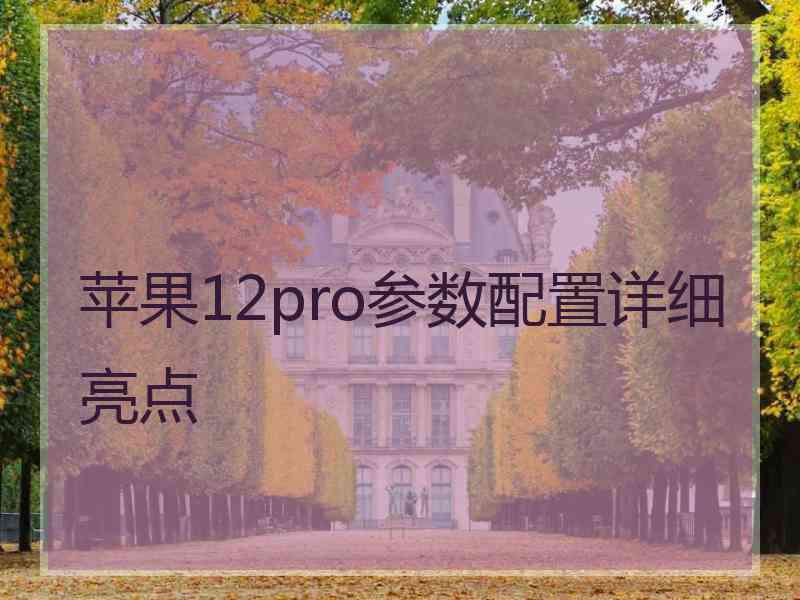 苹果12pro参数配置详细亮点