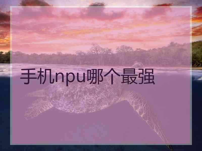 手机npu哪个最强