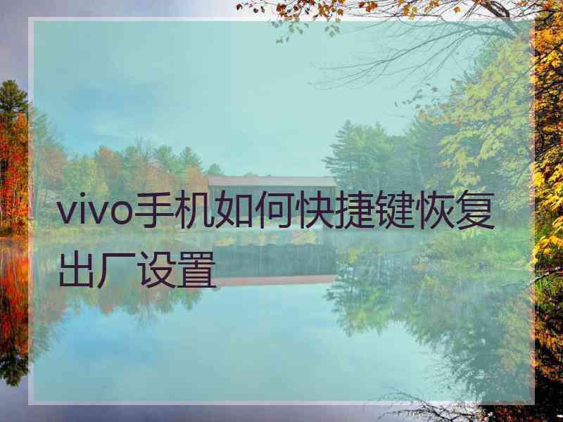 vivo手机如何快捷键恢复出厂设置