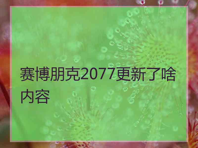 赛博朋克2077更新了啥内容