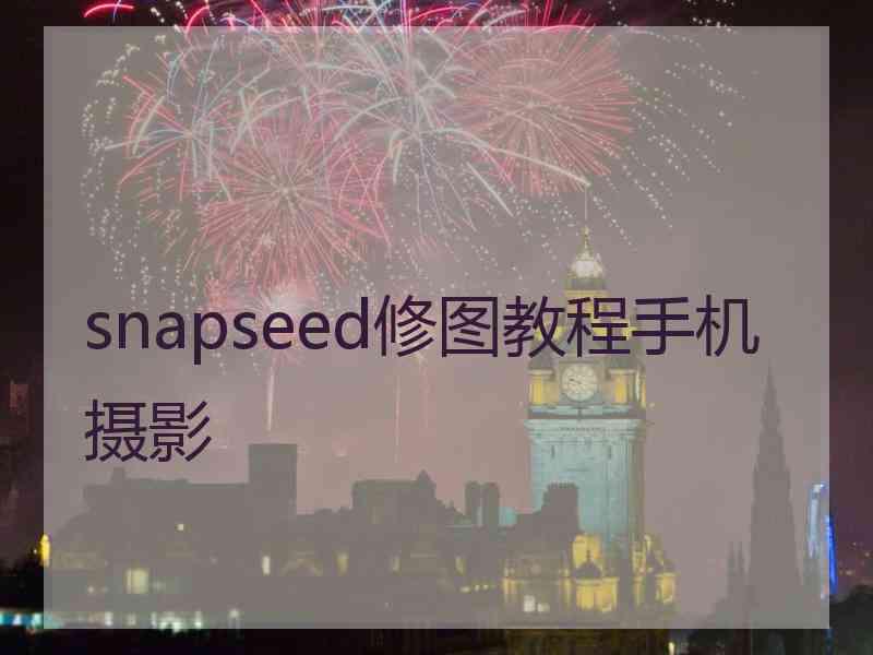 snapseed修图教程手机摄影