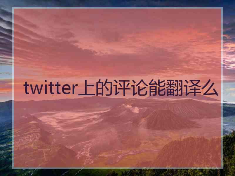 twitter上的评论能翻译么