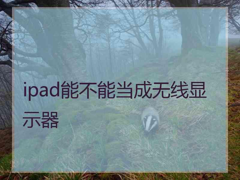 ipad能不能当成无线显示器