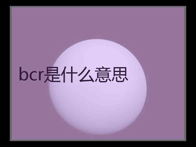 bcr是什么意思