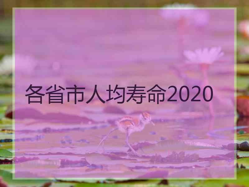 各省市人均寿命2020