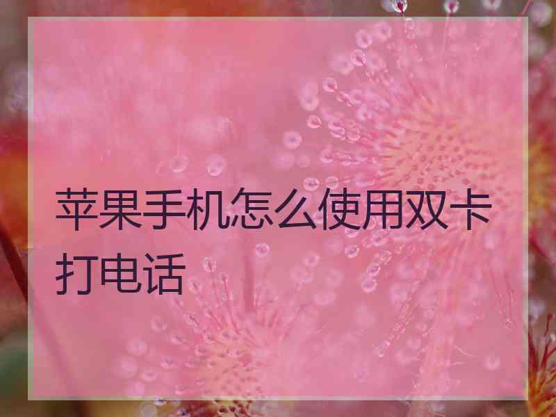 苹果手机怎么使用双卡打电话