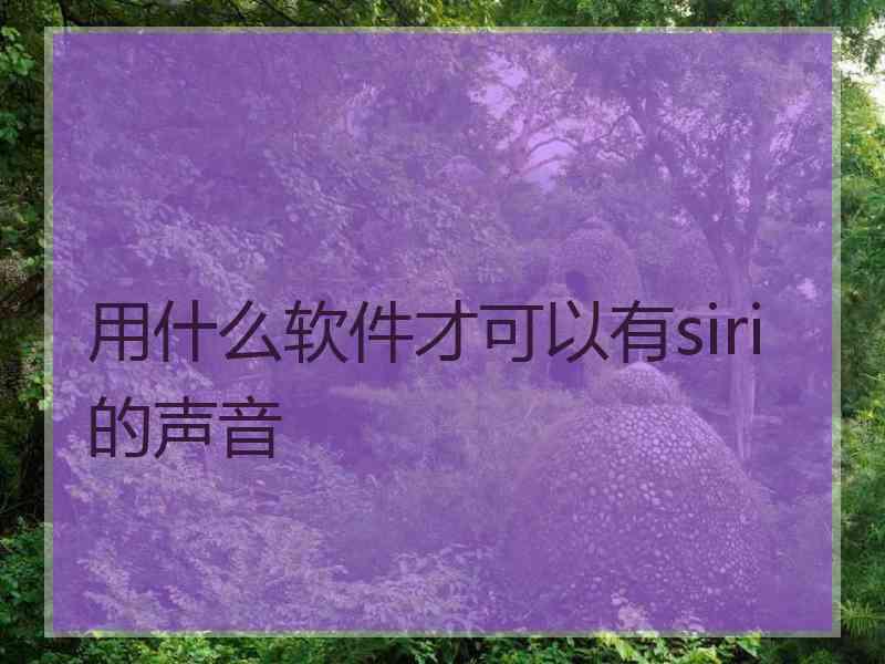 用什么软件才可以有siri的声音