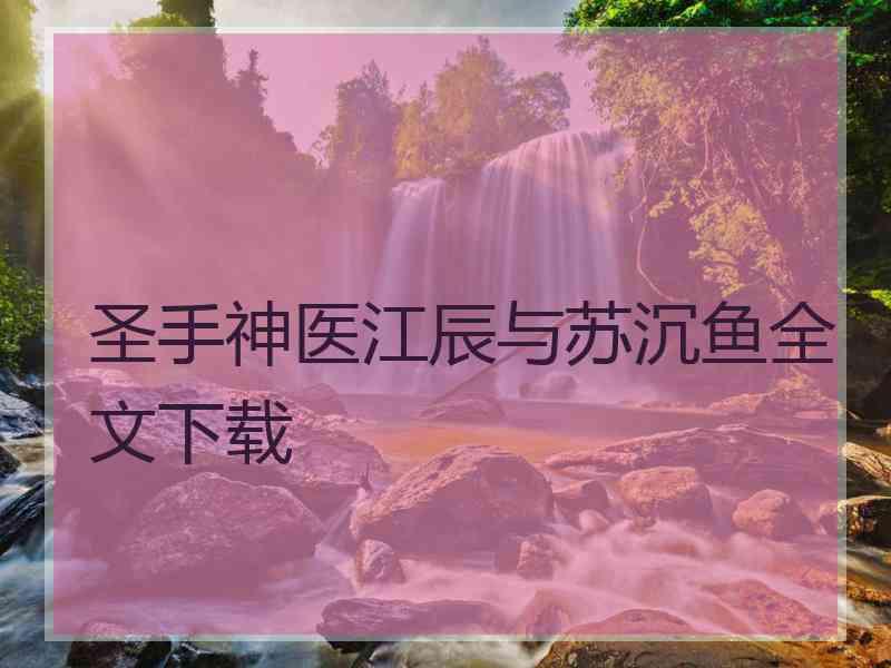 圣手神医江辰与苏沉鱼全文下载