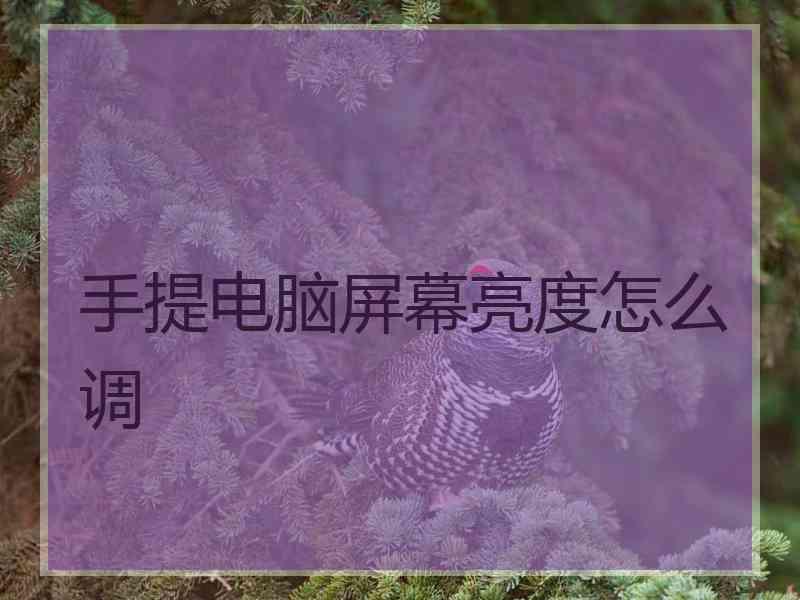 手提电脑屏幕亮度怎么调