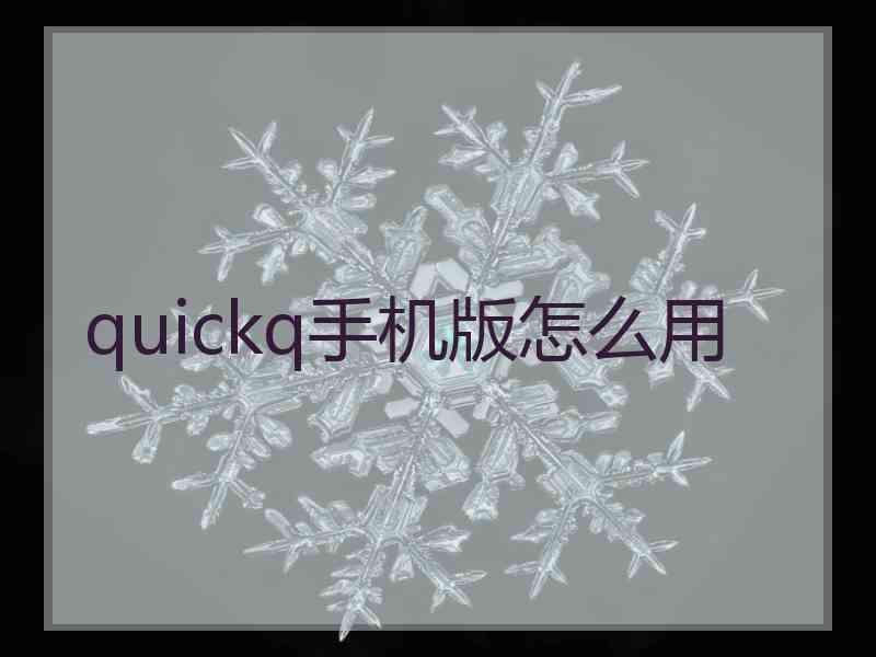 quickq手机版怎么用