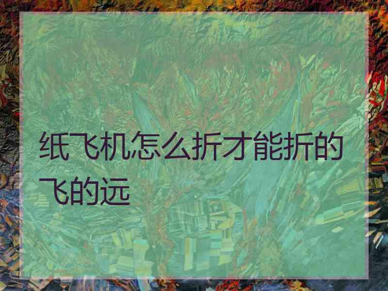 纸飞机怎么折才能折的飞的远