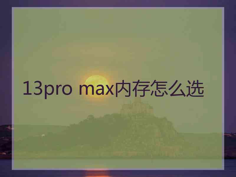 13pro max内存怎么选