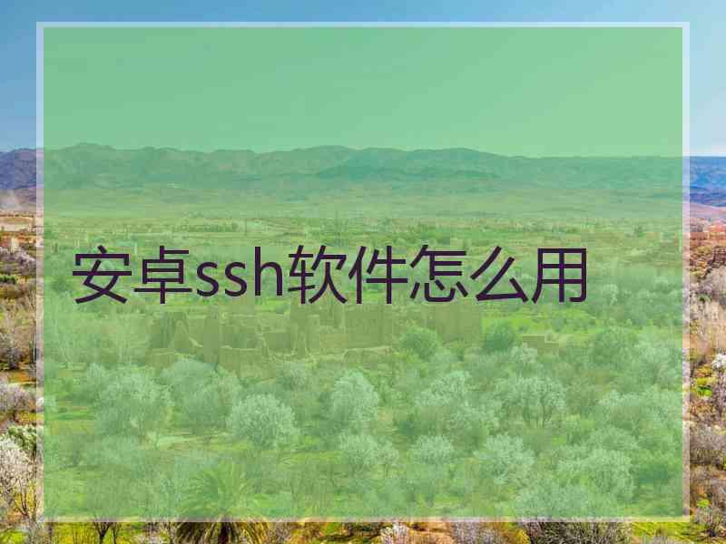 安卓ssh软件怎么用