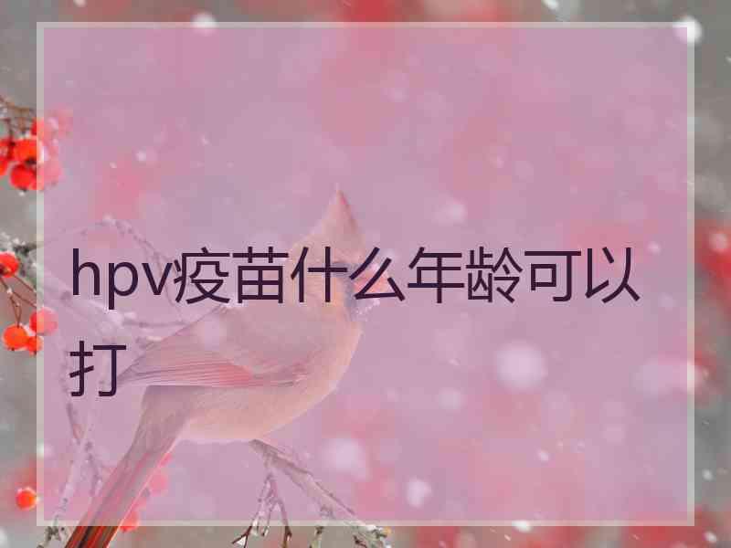 hpv疫苗什么年龄可以打