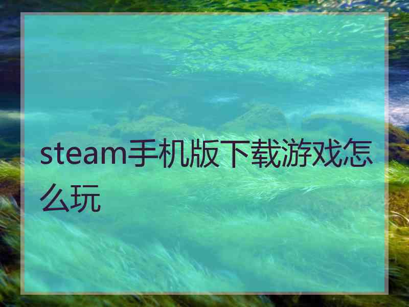 steam手机版下载游戏怎么玩