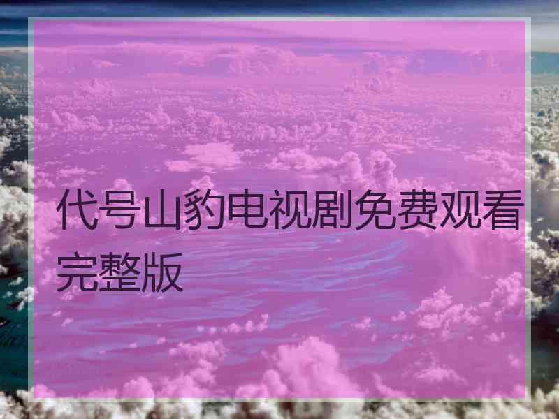 代号山豹电视剧免费观看完整版