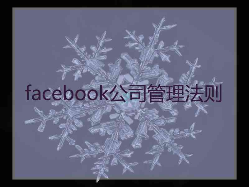 facebook公司管理法则