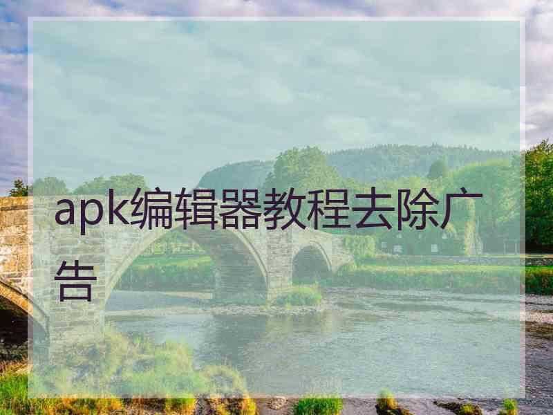 apk编辑器教程去除广告